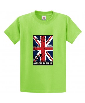 Anarchy In The UK with Queen Behind Union Jack Unisex Classic Kids and Adults T-Shirt